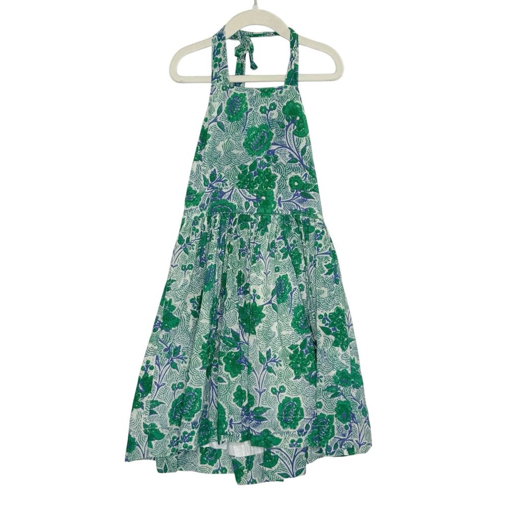 Ro's Garden Halter Block Print Maxi Dress 6 Girls Mommy & Me Botanical Green